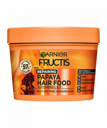 Garnier – Fructis Papaya Hair Food 3az1-ben regeneráló pakolás 400 ml