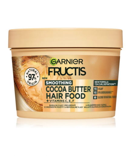 Garnier Fructis - Cocoa Butter Hair Food 3 az1-ben pakolás szöszösödő hajra 400 ml