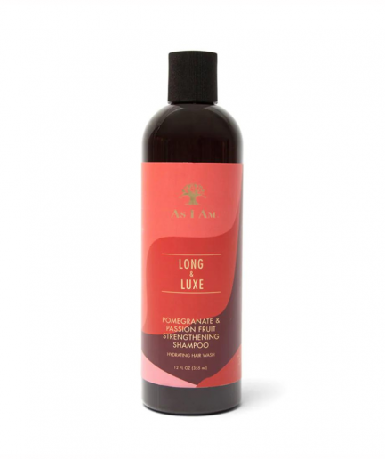 As I Am – Long & Luxe Strengthening Shampoo, erősítő sampon gránátalma és passiógyümölcs kivonattal 355 ml