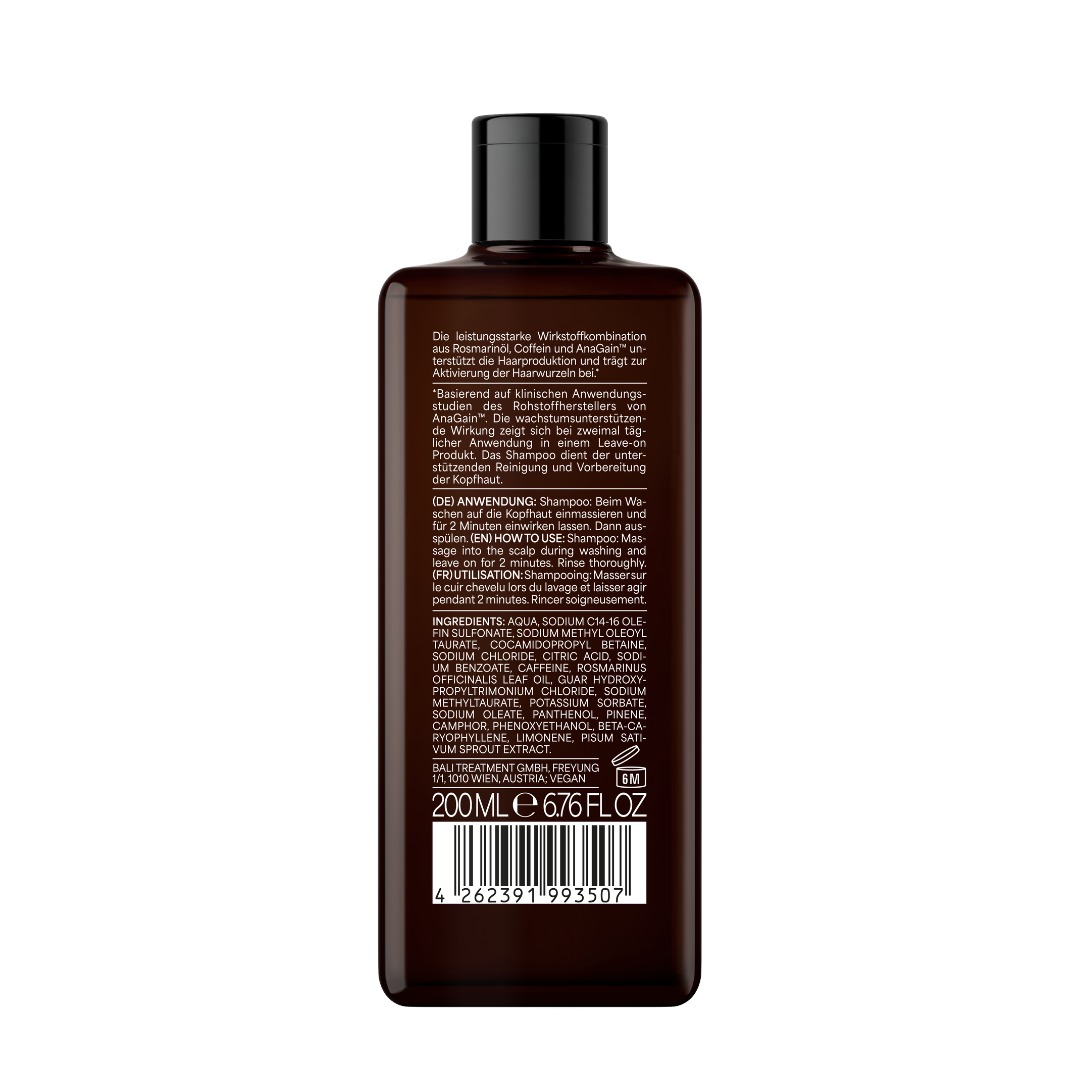Bali Gents Coffein Activator Shampoo, fejbőrstimuláló és hajnövekedést támogató sampon férfiaknak 200 ml